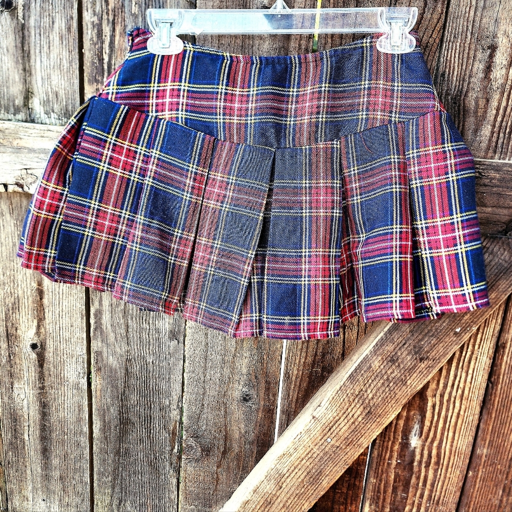 J. Templeton Adorable Red Plaid Pleated School Girl Mini Skirt Size S/M